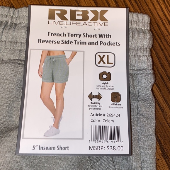 Woman’s XL RBX Celery color athletic shorts NWT - Picture 2 of 5